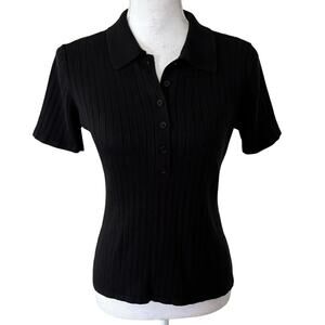 Casual Corner Black Ribbed Sweater